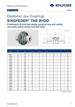 Tech Paper Elastomer Jaw Couplings RINGFEDER® TNB BHDD