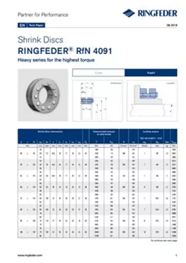 Tech Paper Shrink Discs RINGFEDER® RfN 4091