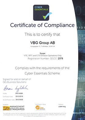 Cyber Essentials Scheme Konformitätszertifikat