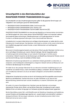 Umweltpolitik RINGFEDER POWER TRANSMISSION