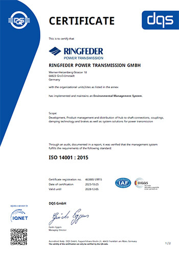 DQS-Certificate Environmental Management System ISO 14001:2015