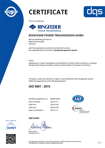 DQS-Certificate Quality Management System ISO 9001:2015