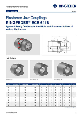 Tech Paper Elastomer Jaw Couplings RINGFEDER® ECE 6418