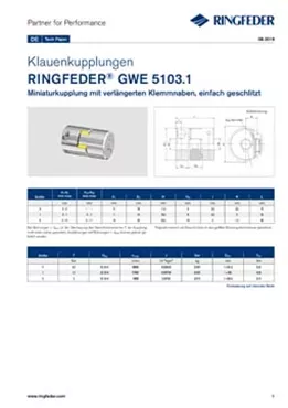 Tech Paper Elastische Klauenkupplungen RINGFEDER® GWE 5103.1 Tech Paper Elastische Klauenkupplungen RINGFEDER® GWE 5103.1