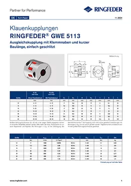 Tech Paper Elastische Klauenkupplungen RINGFEDER® GWE 5113 Tech Paper Elastische Klauenkupplungen RINGFEDER® GWE 5113