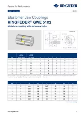 Tech Paper Elastomer Jaw Couplings RINGFEDER® GWE 5102 Tech Paper Elastomer Jaw Couplings RINGFEDER® GWE 5102