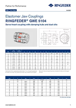 Tech Paper Elastomer Jaw Couplings RINGFEDER® GWE 5104