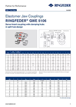 Tech Paper Elastomer Jaw Couplings RINGFEDER® GWE 5106
