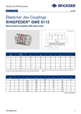 Tech Paper Elastomer Jaw Couplings RINGFEDER® GWE 5112
