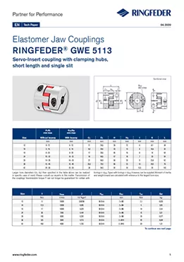 Tech Paper Elastomer Jaw Couplings RINGFEDER® GWE 5113