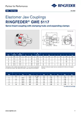 Tech Paper Elastomer Jaw Couplings RINGFEDER® GWE 5117