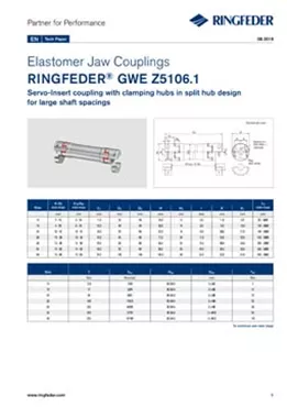 Tech Paper Elastomer Jaw Couplings RINGFEDER® GWE Z5106.1 Tech Paper Elastomer Jaw Couplings RINGFEDER® GWE Z5106.1
