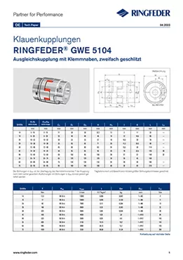 Tech Paper Elastische Klauenkupplungen RINGFEDER® GWE 5104