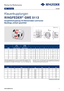 Tech Paper Elastische Klauenkupplungen RINGFEDER® GWE 5113