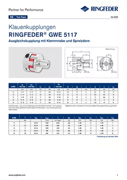 Tech Paper Elastische Klauenkupplungen RINGFEDER® GWE 5117 Tech Paper Elastische Klauenkupplungen RINGFEDER® GWE 5117