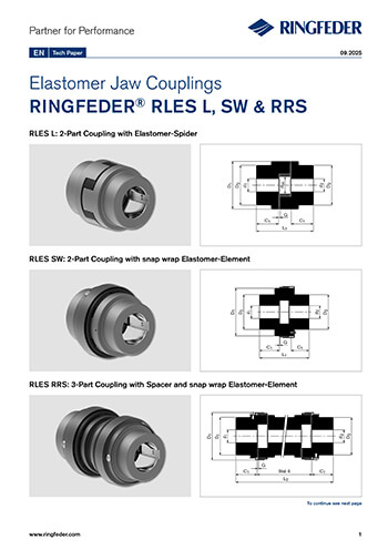 Tech Paper Elastomer Jaw Couplings RINGFEDER® RLES L, SW & RRS
