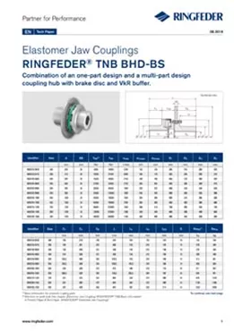 Tech Paper Elastomer Jaw Couplings RINGFEDER® TNB BHD-BS