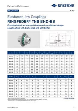 Tech Paper Elastomer Jaw Couplings RINGFEDER® TNB BHD-BS Tech Paper Elastomer Jaw Couplings RINGFEDER® TNB BHD-BS