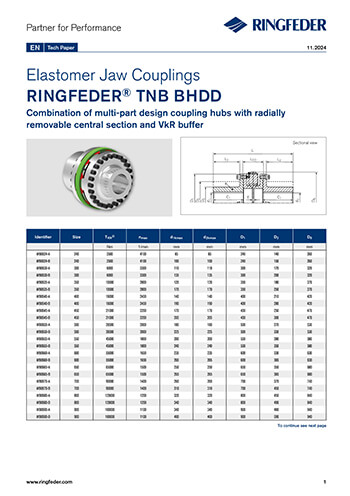Tech Paper Elastomer Jaw Couplings RINGFEDER® TNB BHDD