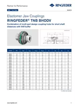 Tech Paper Elastomer Jaw Couplings RINGFEDER® TNB BHDDV