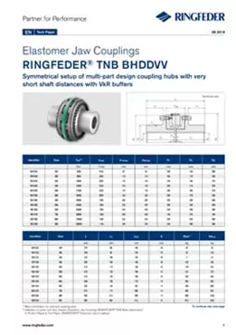 Tech Paper Elastomer Jaw Couplings RINGFEDER® TNB BHDDVV