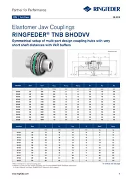 Tech Paper Elastomer Jaw Couplings RINGFEDER® TNB BHDDVV Tech Paper Elastomer Jaw Couplings RINGFEDER® TNB BHDDVV