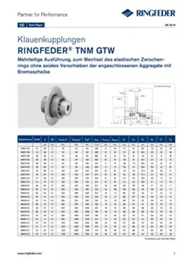 Tech Paper Elastische Klauenkupplungen RINGFEDER® TNM GTW Tech Paper Elastische Klauenkupplungen RINGFEDER® TNM GTW