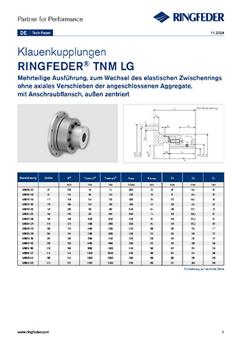 Tech Paper Elastische Klauenkupplungen RINGFEDER® TNM LG
