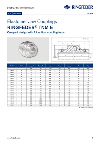 Tech Paper Elastomer Jaw Couplings RINGFEDER® TNM E