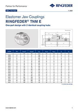 Tech Paper Elastomer Jaw Couplings RINGFEDER® TNM E Tech Paper Elastomer Jaw Couplings RINGFEDER® TNM E