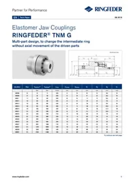 Tech Paper Elastomer Jaw Couplings RINGFEDER® TNM G