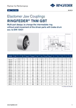 Tech Paper Elastomer Jaw Couplings RINGFEDER® TNM GBT