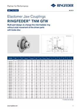 Tech Paper Elastomer Jaw Couplings RINGFEDER® TNM GTW