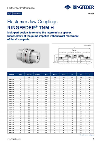 Tech Paper Elastomer Jaw Couplings RINGFEDER® TNM H