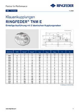 Tech Paper Elastische Klauenkupplungen RINGFEDER® TNM E Tech Paper Elastische Klauenkupplungen RINGFEDER® TNM E