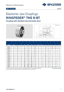 Tech Paper Elastomer Jaw Couplings RINGFEDER® TNS S-BT