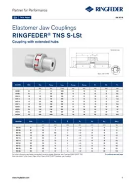 Tech Paper Elastomer Jaw Couplings RINGFEDER® TNS S-LSt Tech Paper Elastomer Jaw Couplings RINGFEDER® TNS S-LSt