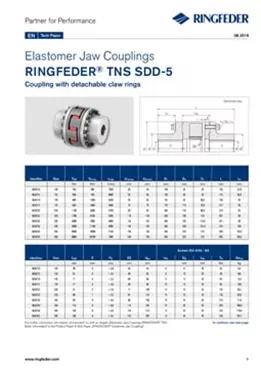 Tech Paper Elastomer Jaw Couplings RINGFEDER® TNS SDD-5