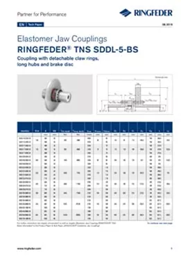 Tech Paper Elastomer Jaw Couplings RINGFEDER® TNS SDDL-5-BS
