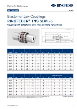 Tech Paper Elastomer Jaw Couplings RINGFEDER® TNS SDDL-5 Tech Paper Elastomer Jaw Couplings RINGFEDER® TNS SDDL-5