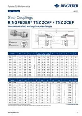 Tech Paper Gear Couplings RINGFEDER® TNZ ZCAF / TNZ ZCBF