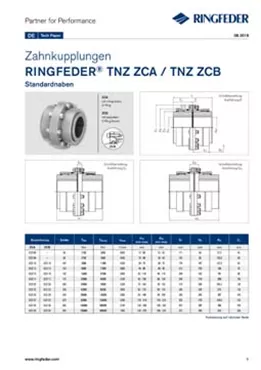 Tech Paper Zahnkupplungen RINGFEDER® TNZ ZCA / TNZ ZCB
