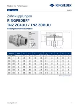 Tech Paper Zahnkupplungen RINGFEDER® TNZ ZCAUU / TNZ ZCBUU