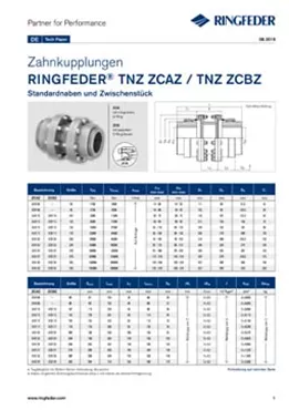 Tech Paper Zahnkupplungen RINGFEDER® TNZ ZCAZ / TNZ ZCBZ