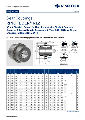 Tech Paper Gear Couplings RINGFEDER® RLZ