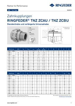Tech Paper Zahnkupplungen RINGFEDER® TNZ ZCAU / TNZ ZCBU