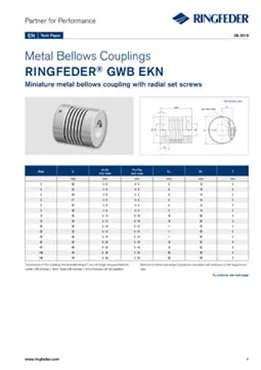 Tech Paper Metal Bellows Couplings RINGFEDER® GWB EKN