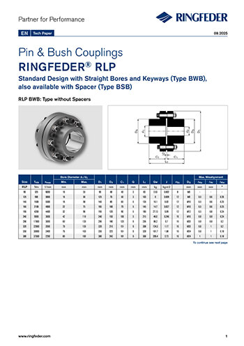Tech Paper Pin & Bush Couplings RINGFEDER® RLP