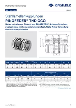 Tech Paper Stahllamellenkupplungen RINGFEDER® TND QCQ