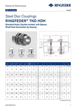 Tech Paper Steel Disc Couplings RINGFEDER® TND HDH
